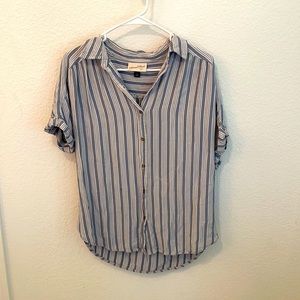 Universal Thread Striped Slouchy Button Down Top